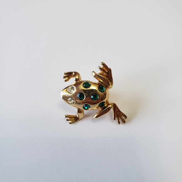 AVON VINTAGE frog Pin Brooch Rhinestone - Picture 7 of 7